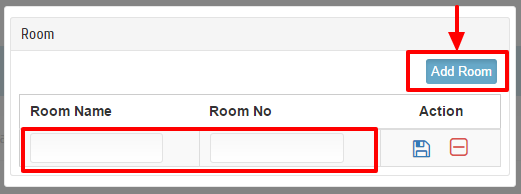 Add room and Room no