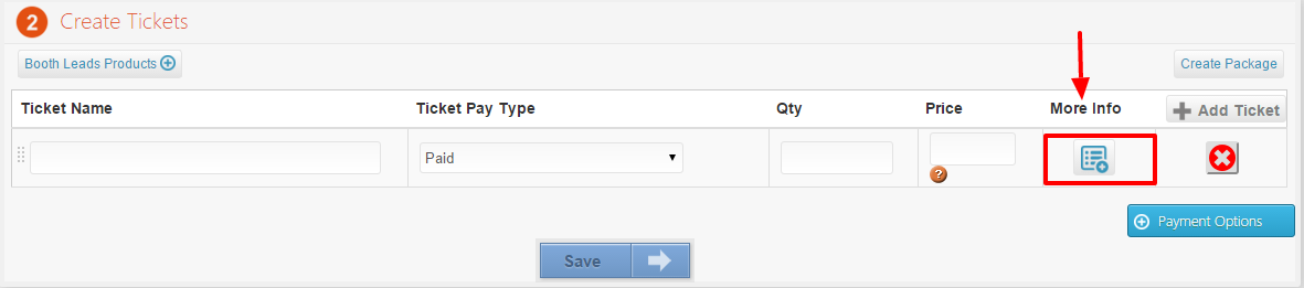 Eventdex Ticket More Info button