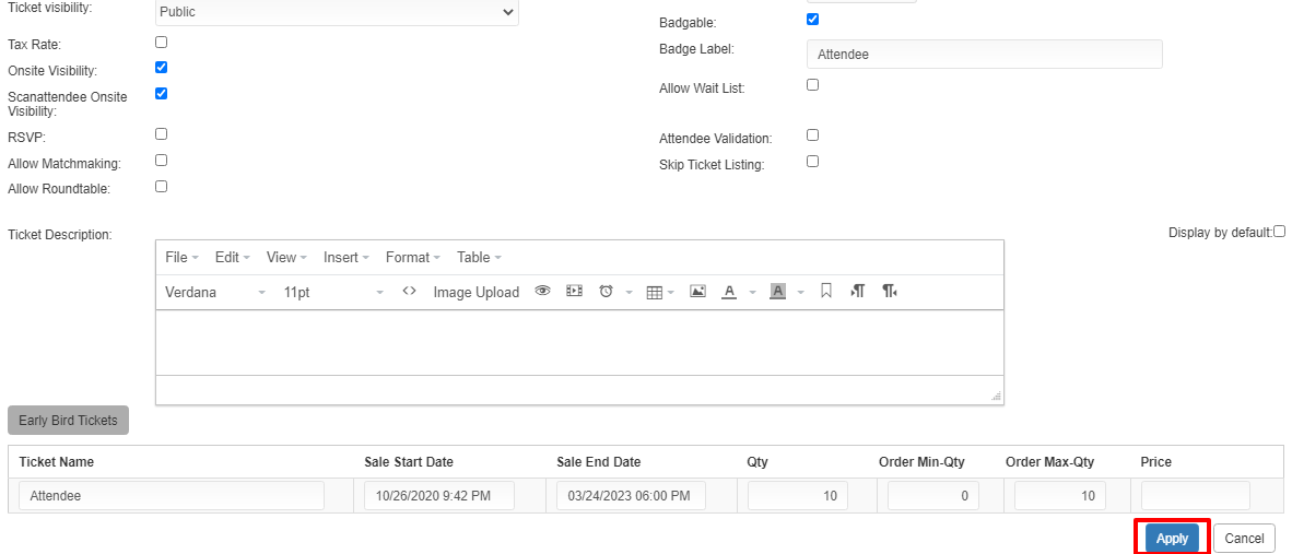 Eventdex Apply Ticket Settings