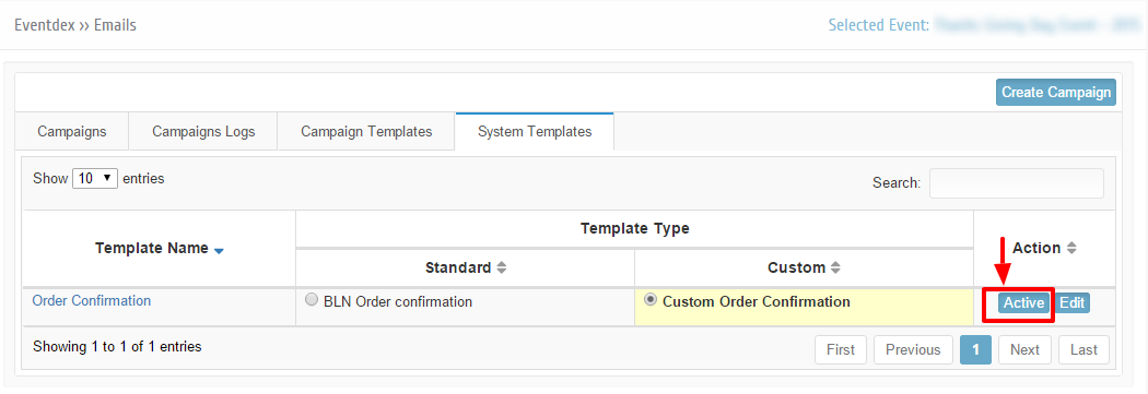 Custom template as Active