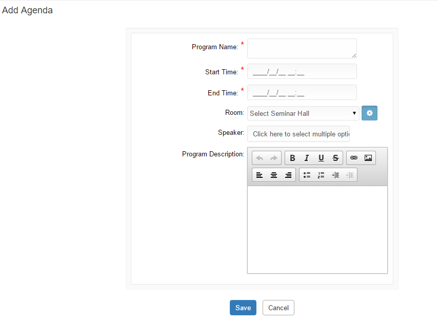Add Agenda detail page