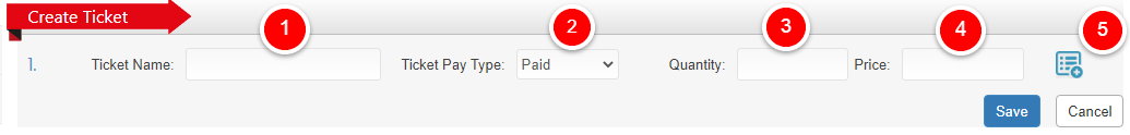 Eventdex Create Ticket screen