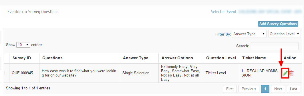 Ticket Level Survey edit