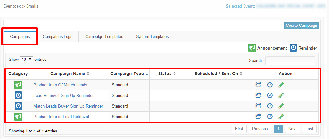 campaigns tab