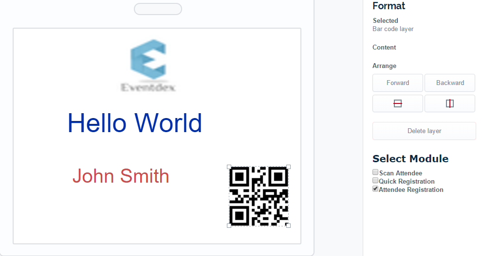 QR Code placed