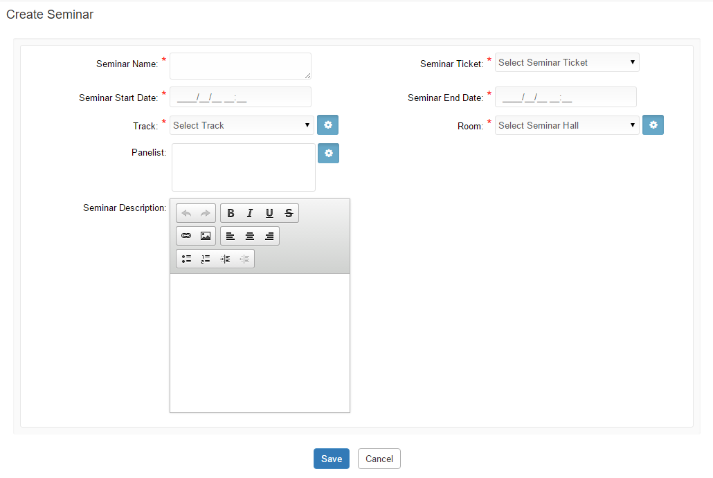 Create Seminar Detail page