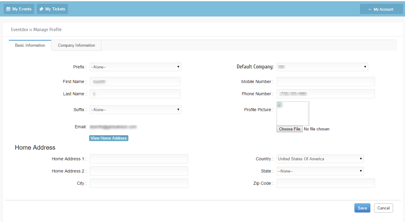 Manage Profile basic Information