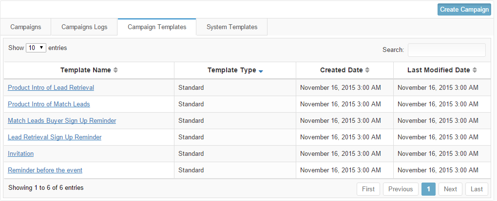 Standard Campaign Templates