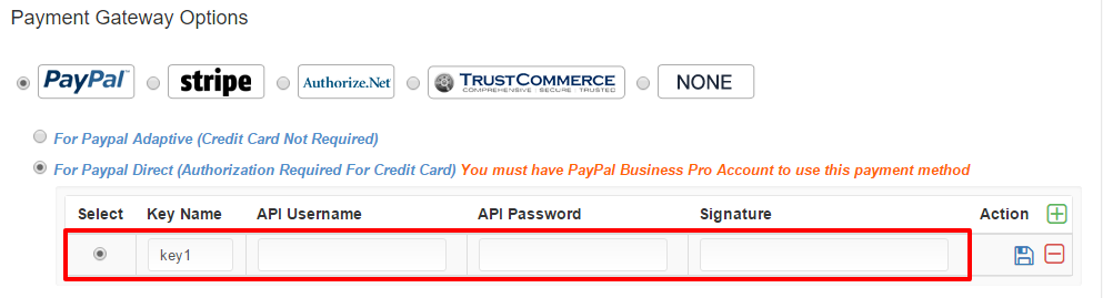 PayPal Direct API Details and Save