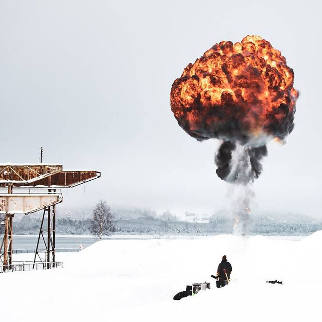 Demonstrasjon av pyroteknikk med eksplosjon under Notodden skolefilmfestival 2018