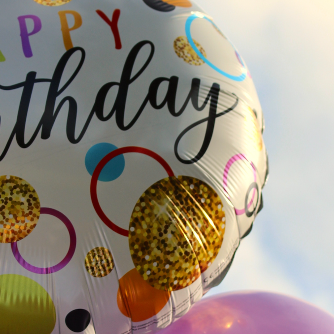Ballong med teksten happy birthday