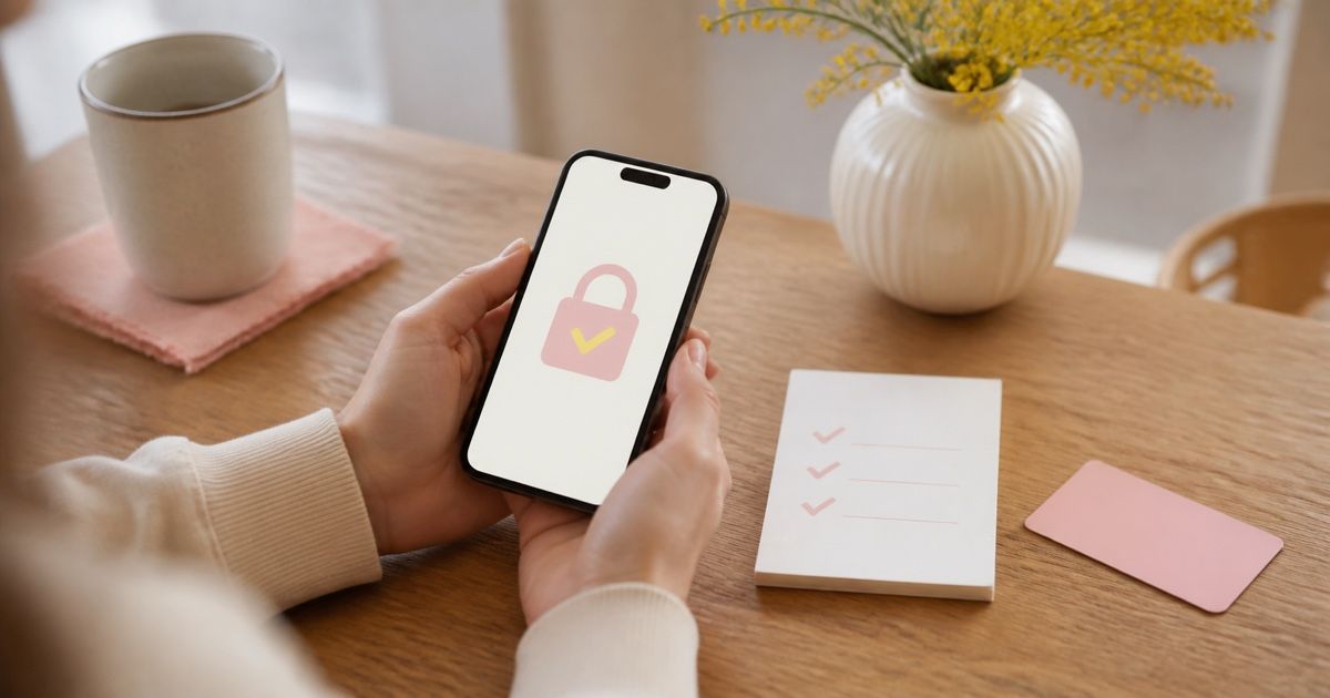 Personne consultant un symbole de sécurité sur un téléphone