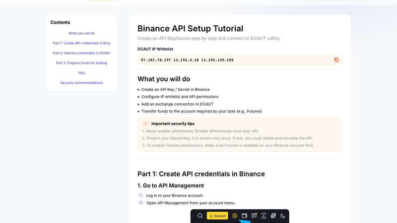 Руководство по подключению API Binance