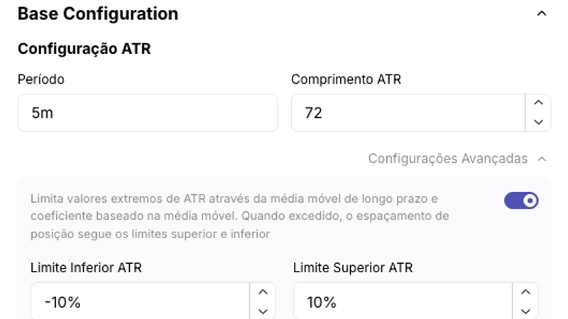 Configuração de ATR e Configurações Avançadas