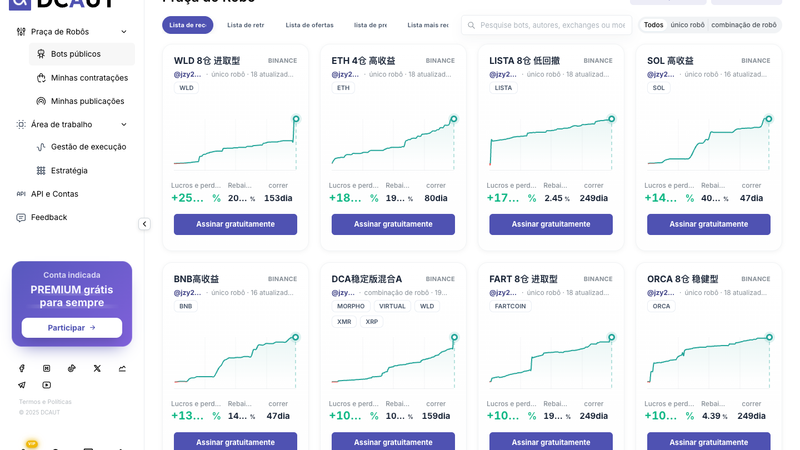 Página inicial do Marketplace de Bots