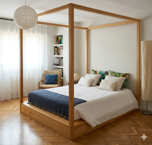Cama con dosel