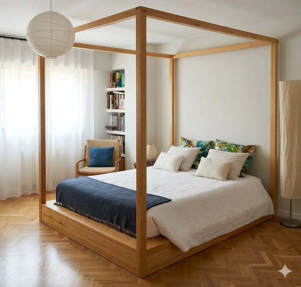 Cama con dosel