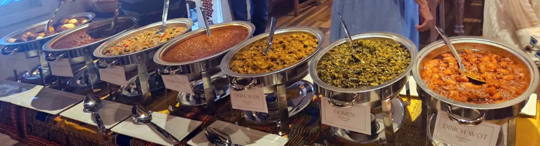 Ethiopian and Eritrean buffet spread