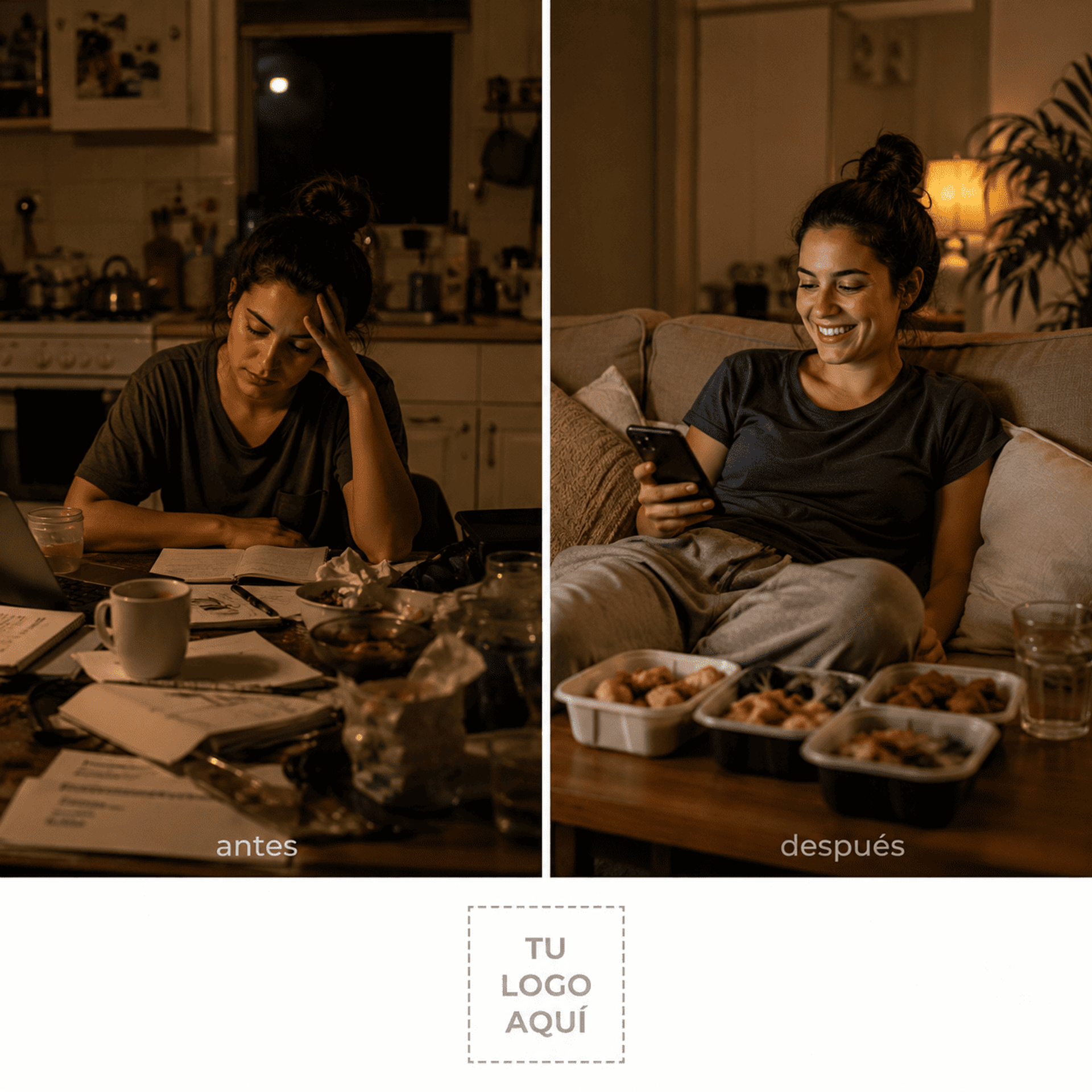 Imagen dividida en formato "antes y después