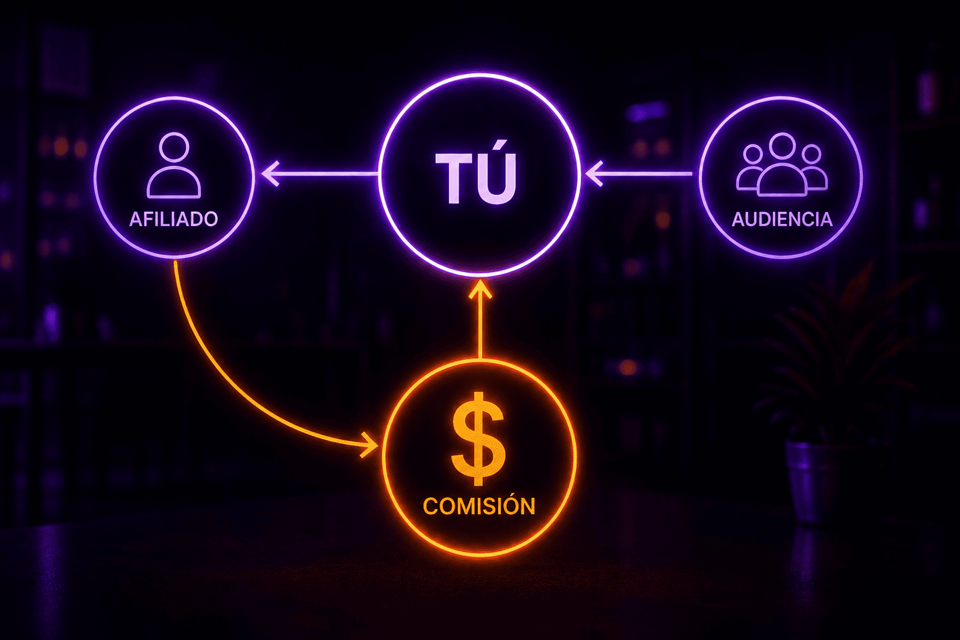 Diagrama visual que muestra el flujo del marketing de afiliados