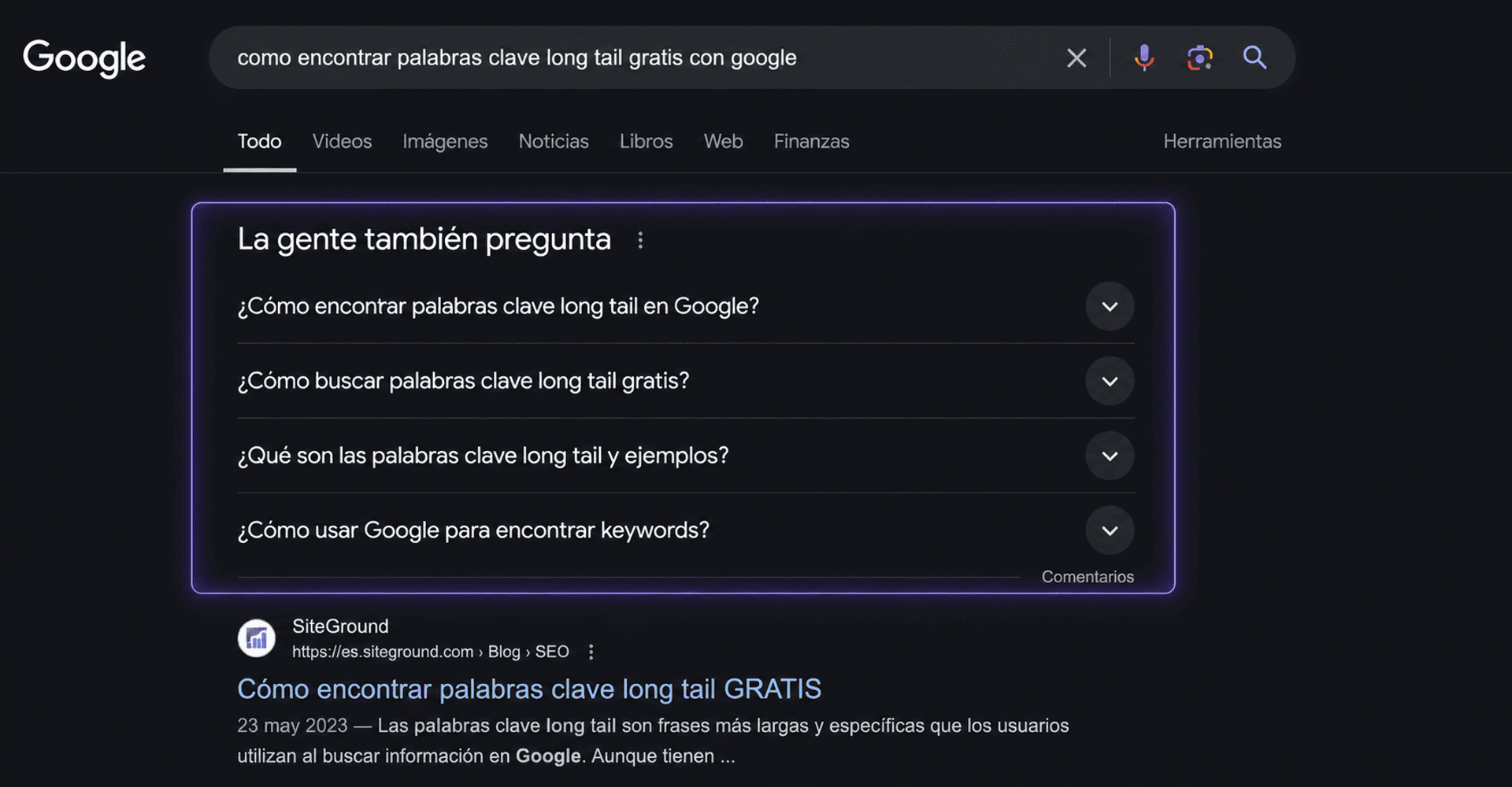 Como encontrar palabras clave long tail gratis con Google