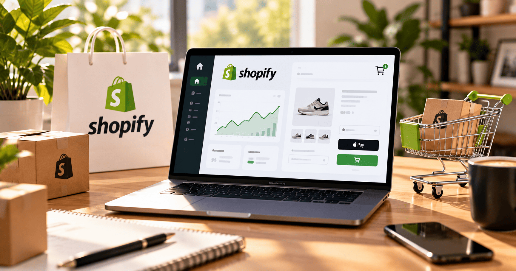 Tienda Shopify con panel de ventas y herramientas de comercio electrónico.