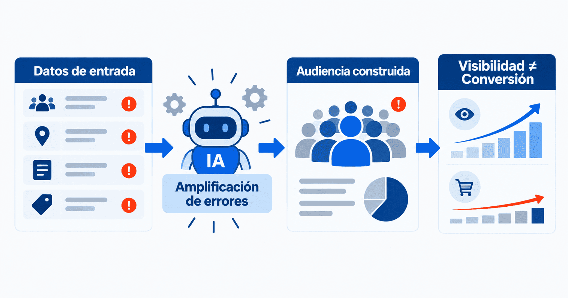 Errores en datos de audiencia se amplifican mediante IA y afectan la conversión.