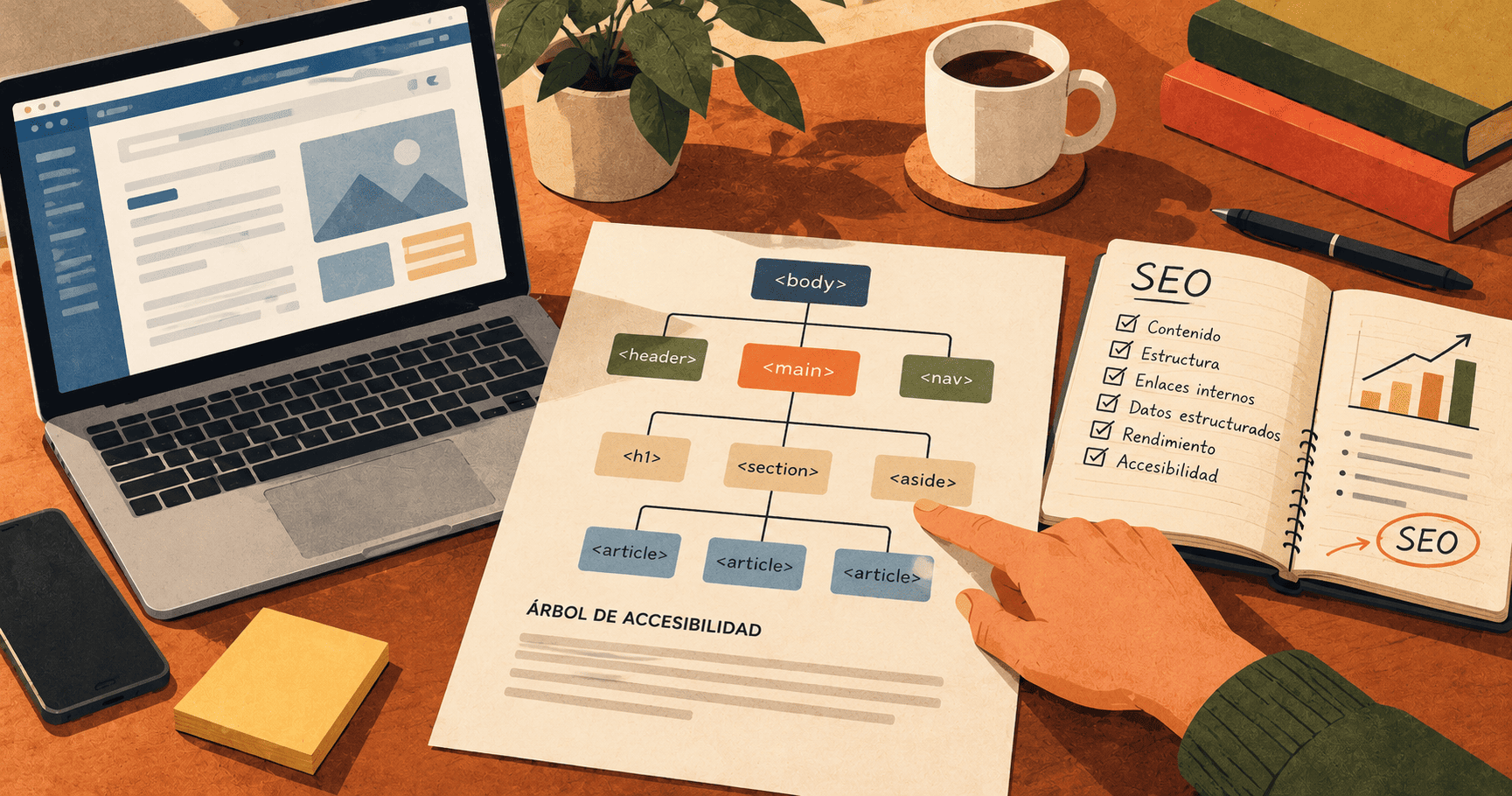 Análisis de la estructura de accesibilidad de una página web para mejorar su optimización SEO.