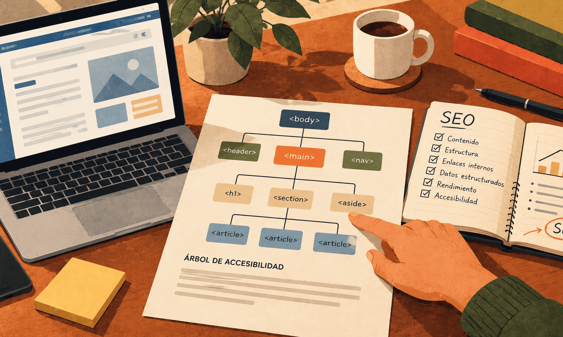 Análisis de la estructura de accesibilidad de una página web para mejorar su optimización SEO.