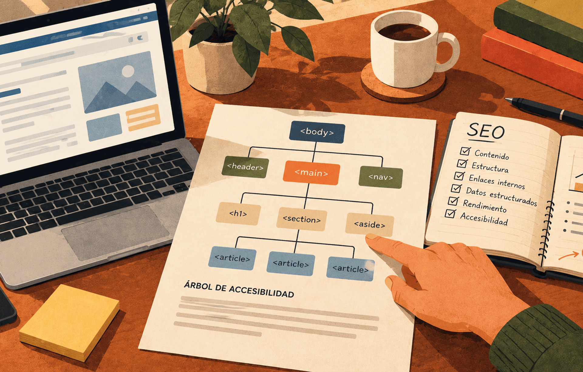Análisis de la estructura de accesibilidad de una página web para mejorar su optimización SEO.