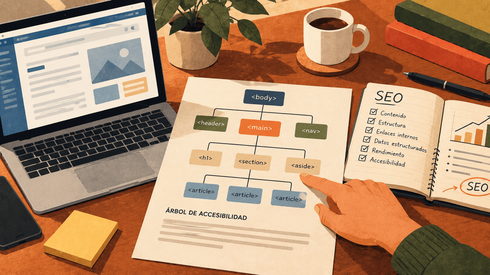 Análisis de la estructura de accesibilidad de una página web para mejorar su optimización SEO.