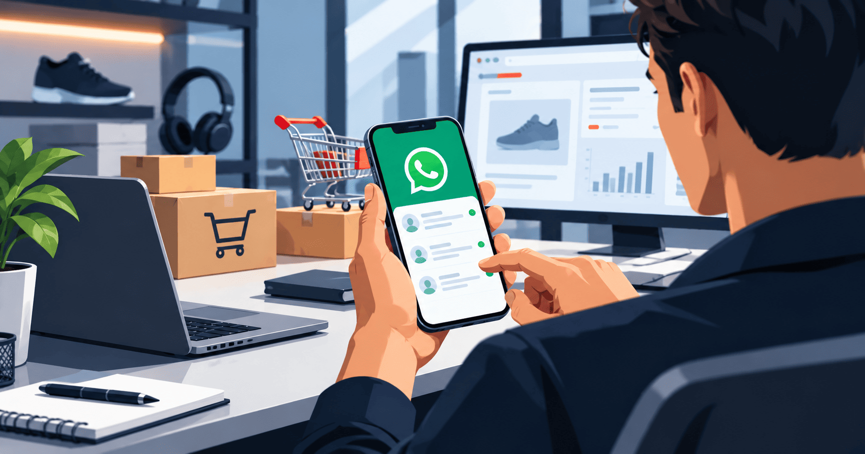 Gestión de ventas online y atención a clientes mediante WhatsApp desde un entorno de comercio digital.