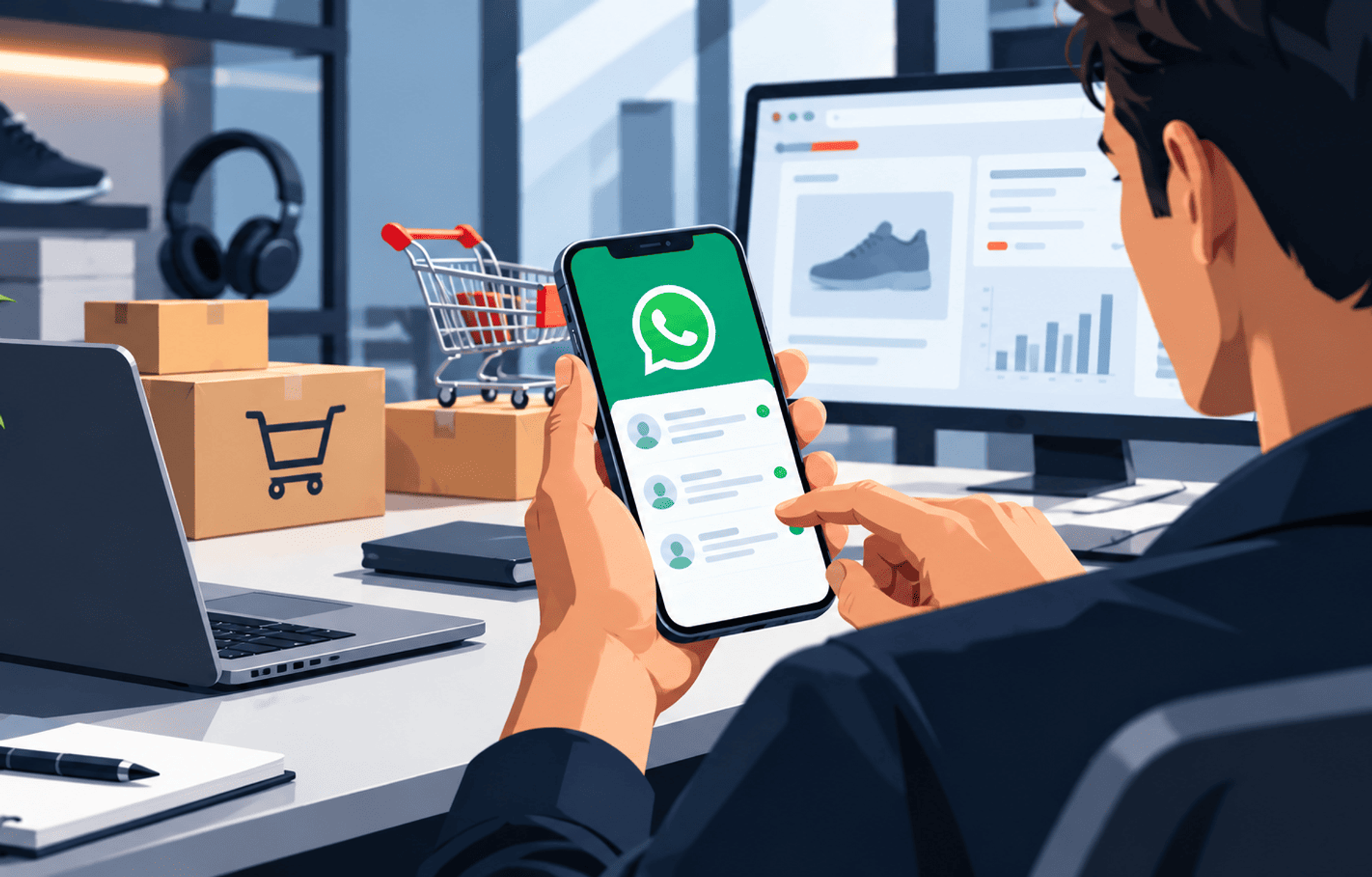 Gestión de ventas online y atención a clientes mediante WhatsApp desde un entorno de comercio digital.
