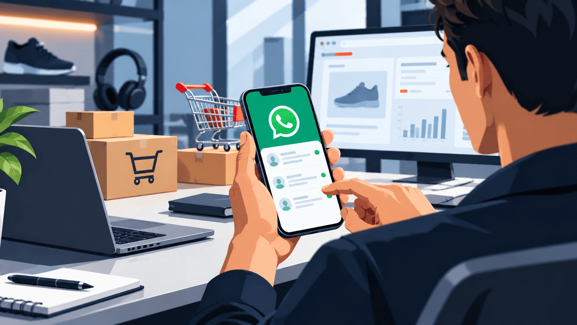 Gestión de ventas online y atención a clientes mediante WhatsApp desde un entorno de comercio digital.