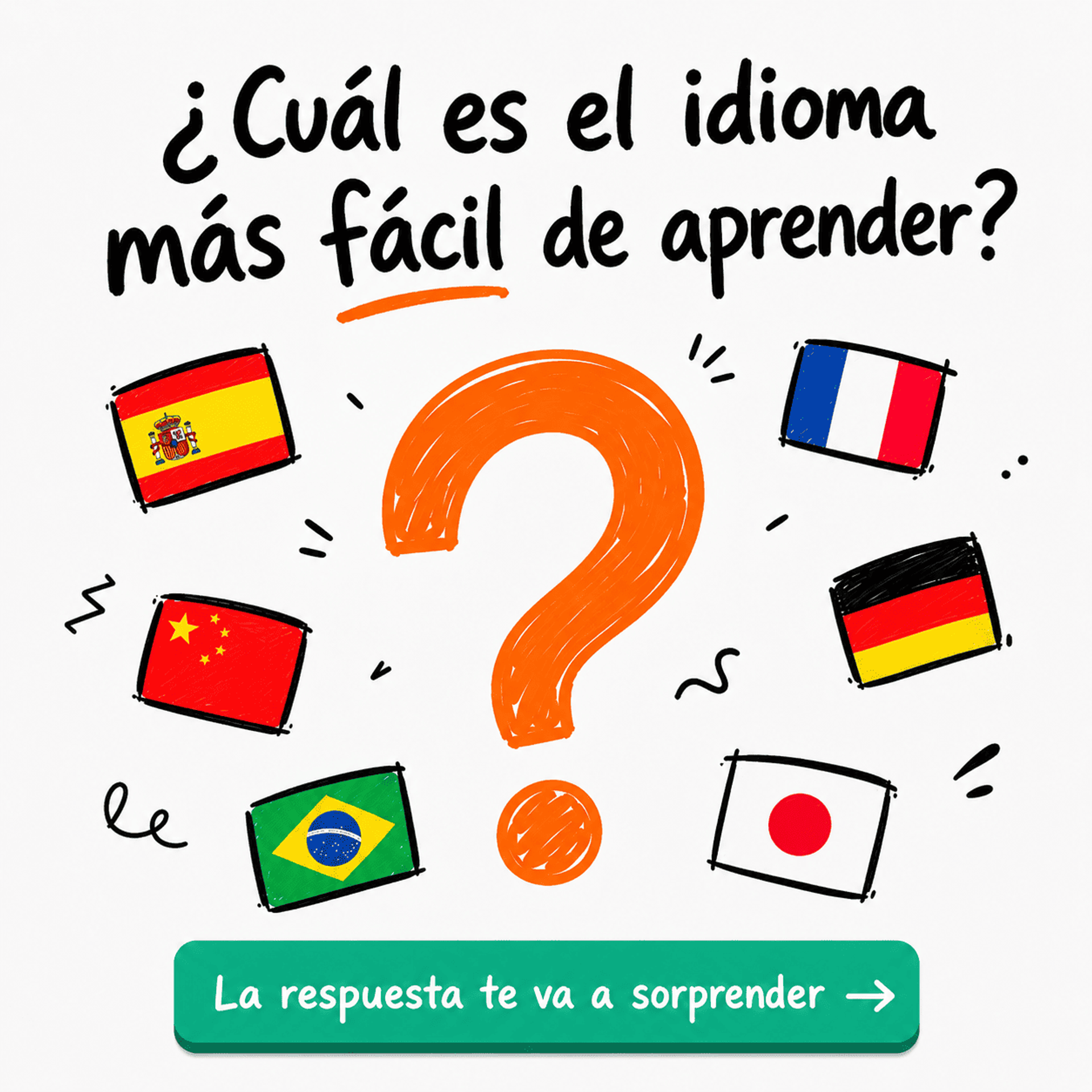 Gráfico informal con un gran signo de interrogación naranja