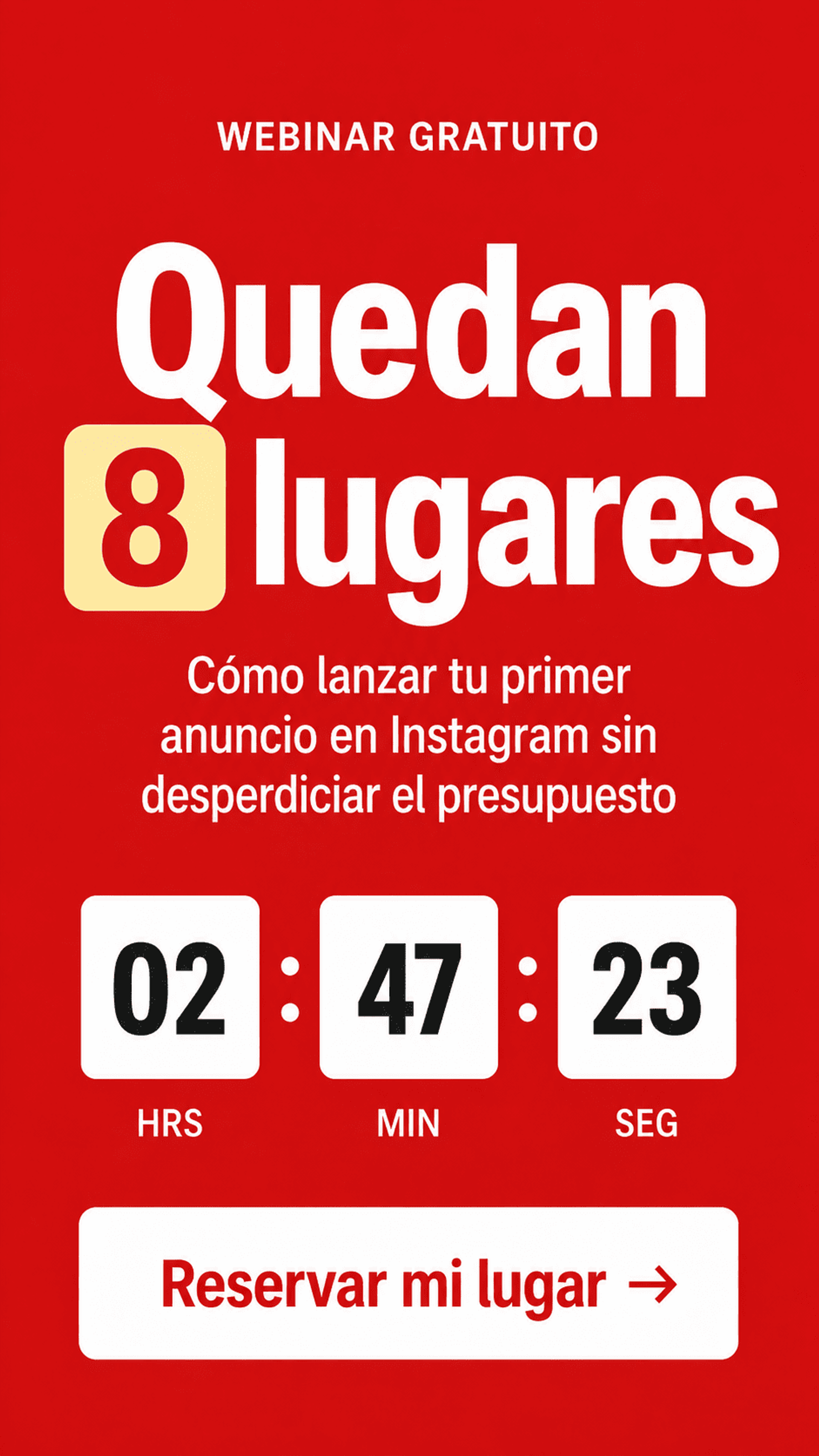 Banner rojo llamativo con un temporizador de cuenta regresiva anunciando