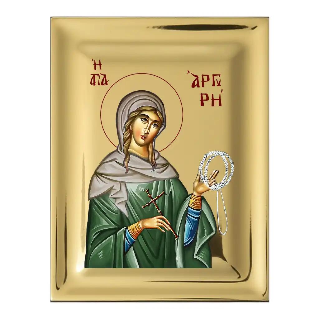 Αγία Αργυρή η Νεομάρτυς - ένσκαπτη μεταξοτυπία με όψη Στυλβωτού Χρυσού