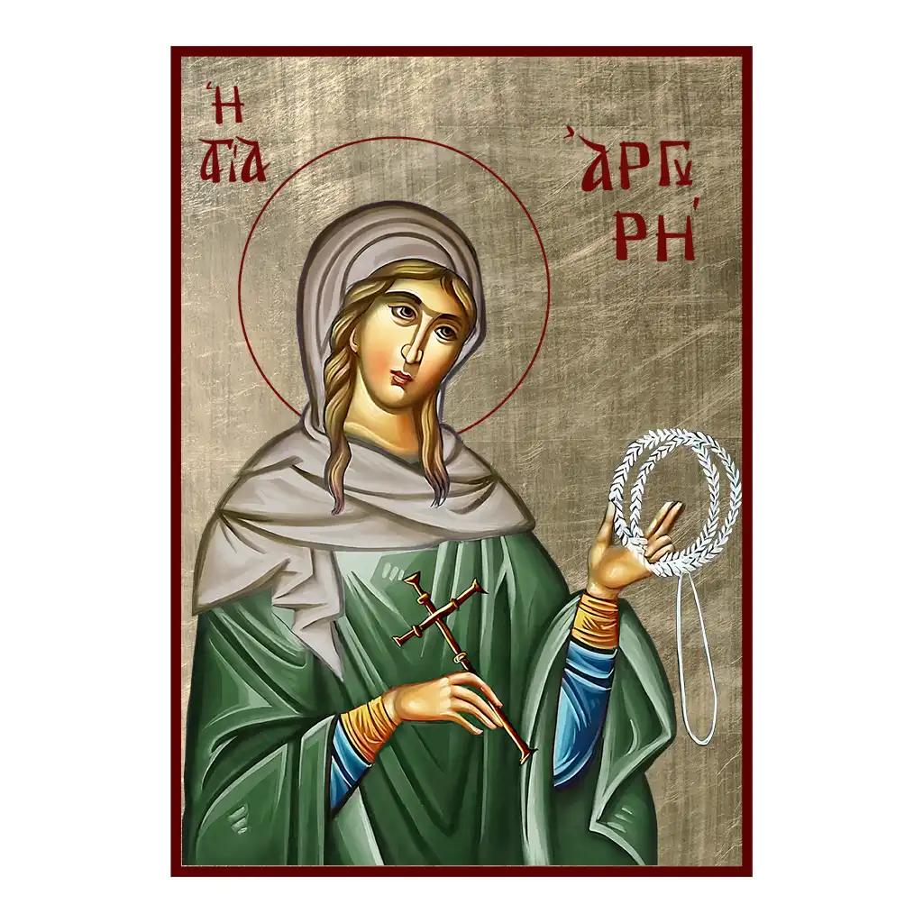 Αγία Αργυρή η Νεομάρτυς - χειροποίητη κρεμαστή μεταξοτυπία