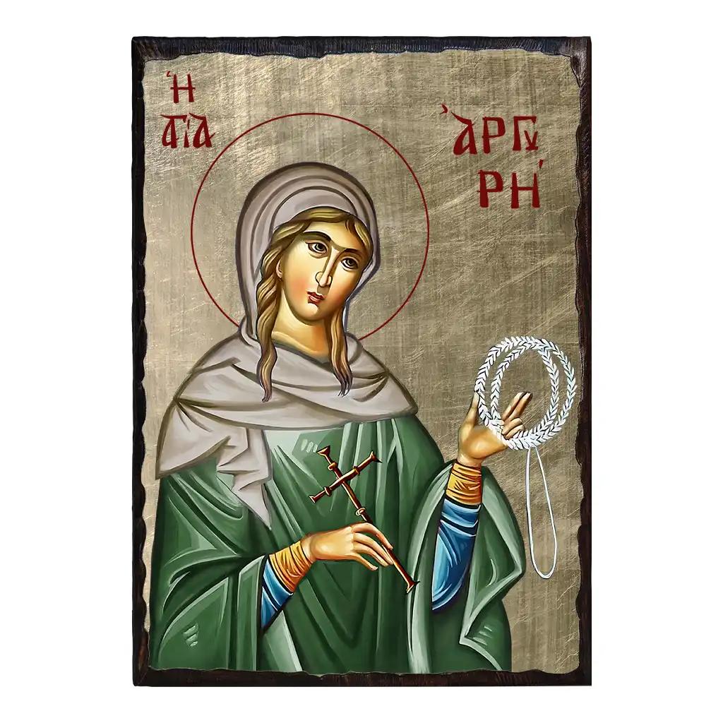 Αγία Αργυρή η Νεομάρτυς - χειροποίητη πελεκητή μεταξοτυπία