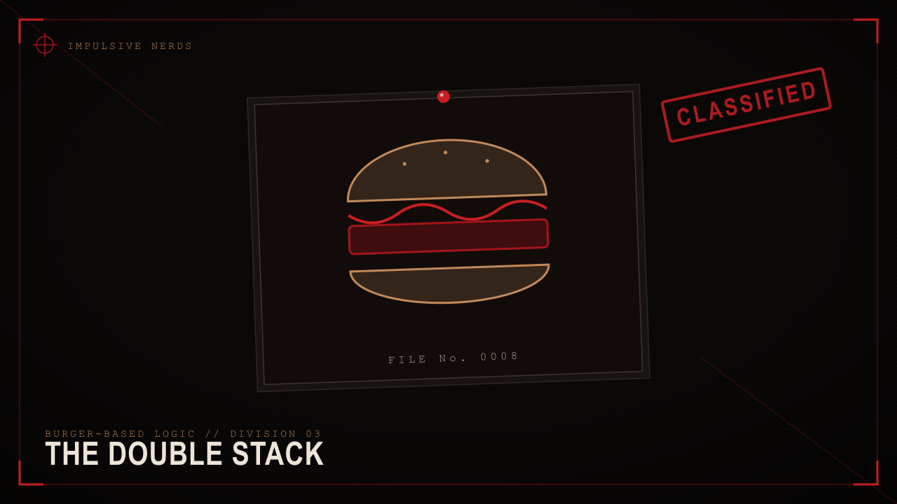 Double stack burger evidence card.