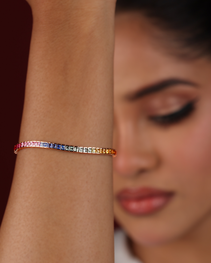 Rainbow Sapphire Channel Bangle