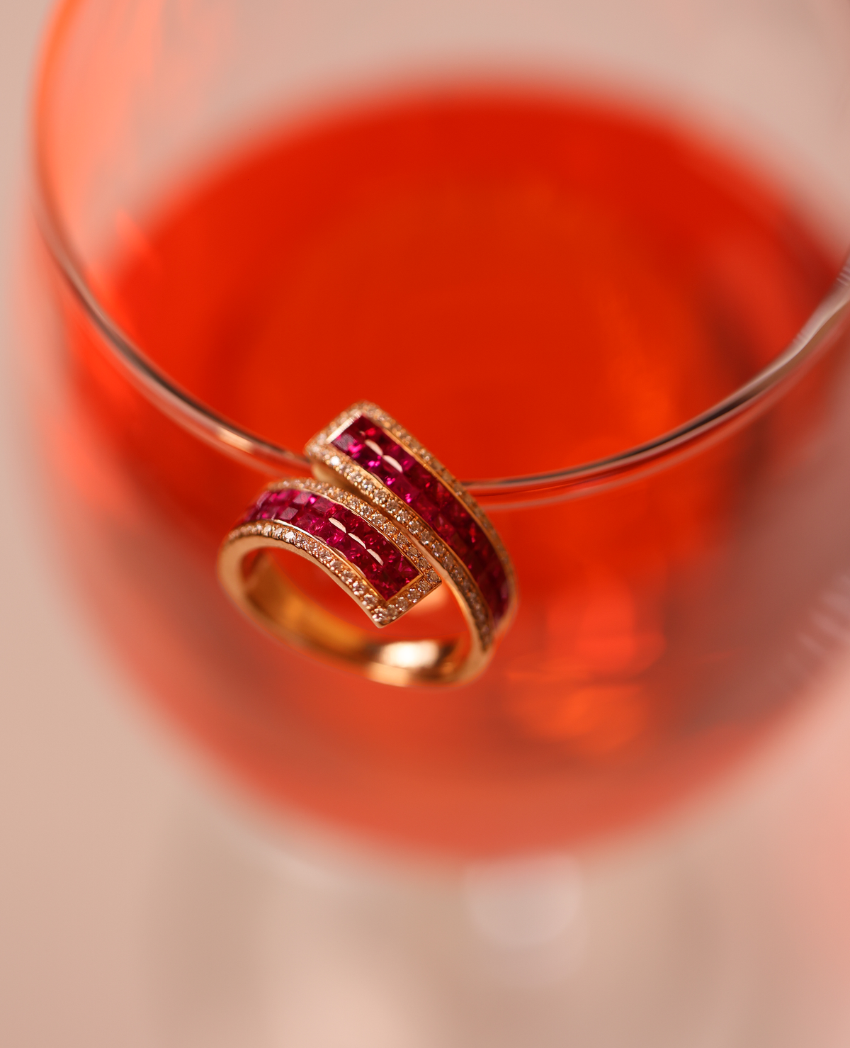 Invisible-Set Ruby Earrings & Ring Suite - view 2