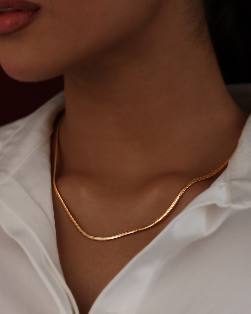 Flat Herringbone Liquid Gold Chain