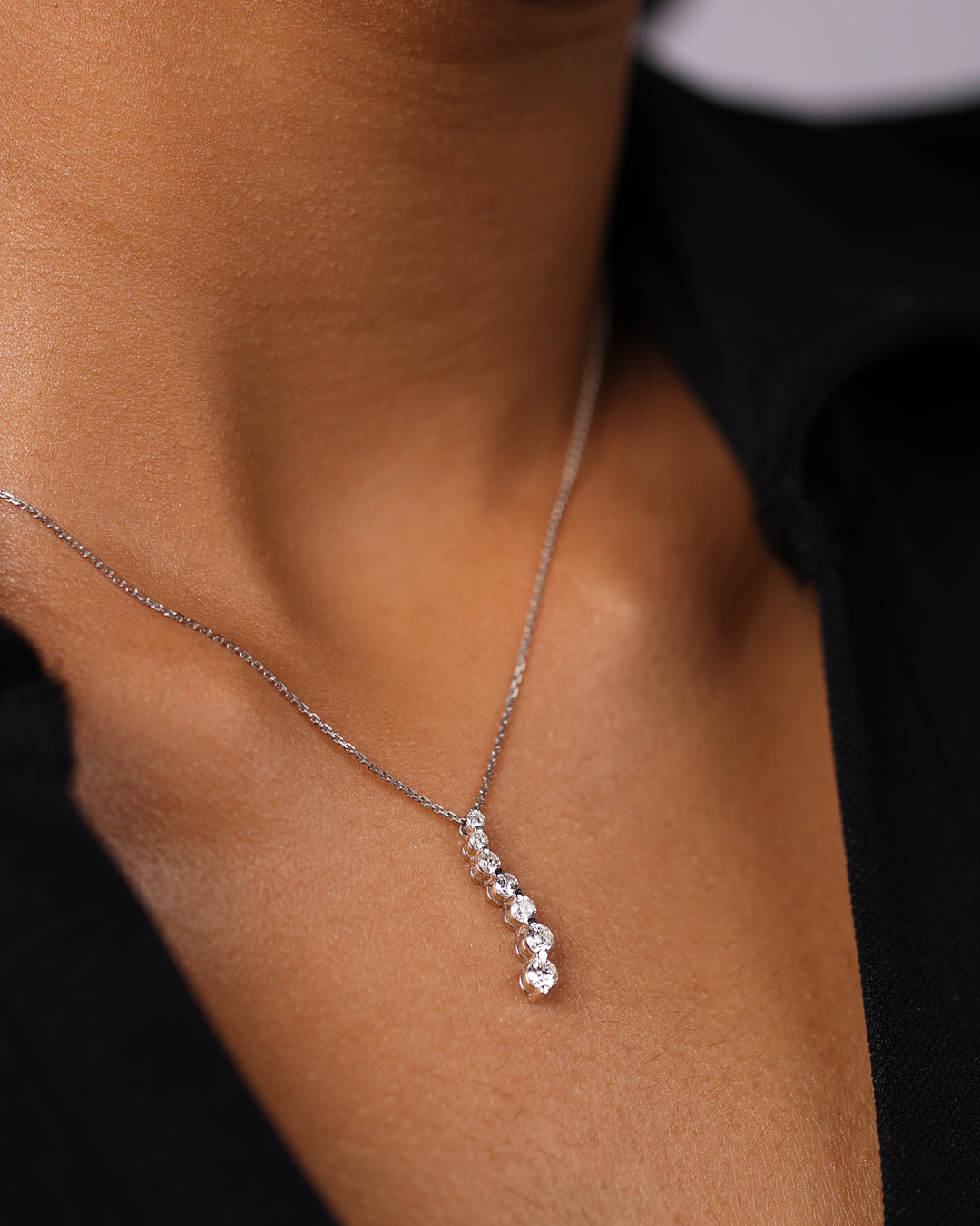 Graduated Diamond Wave Cascade Pendant - view 1