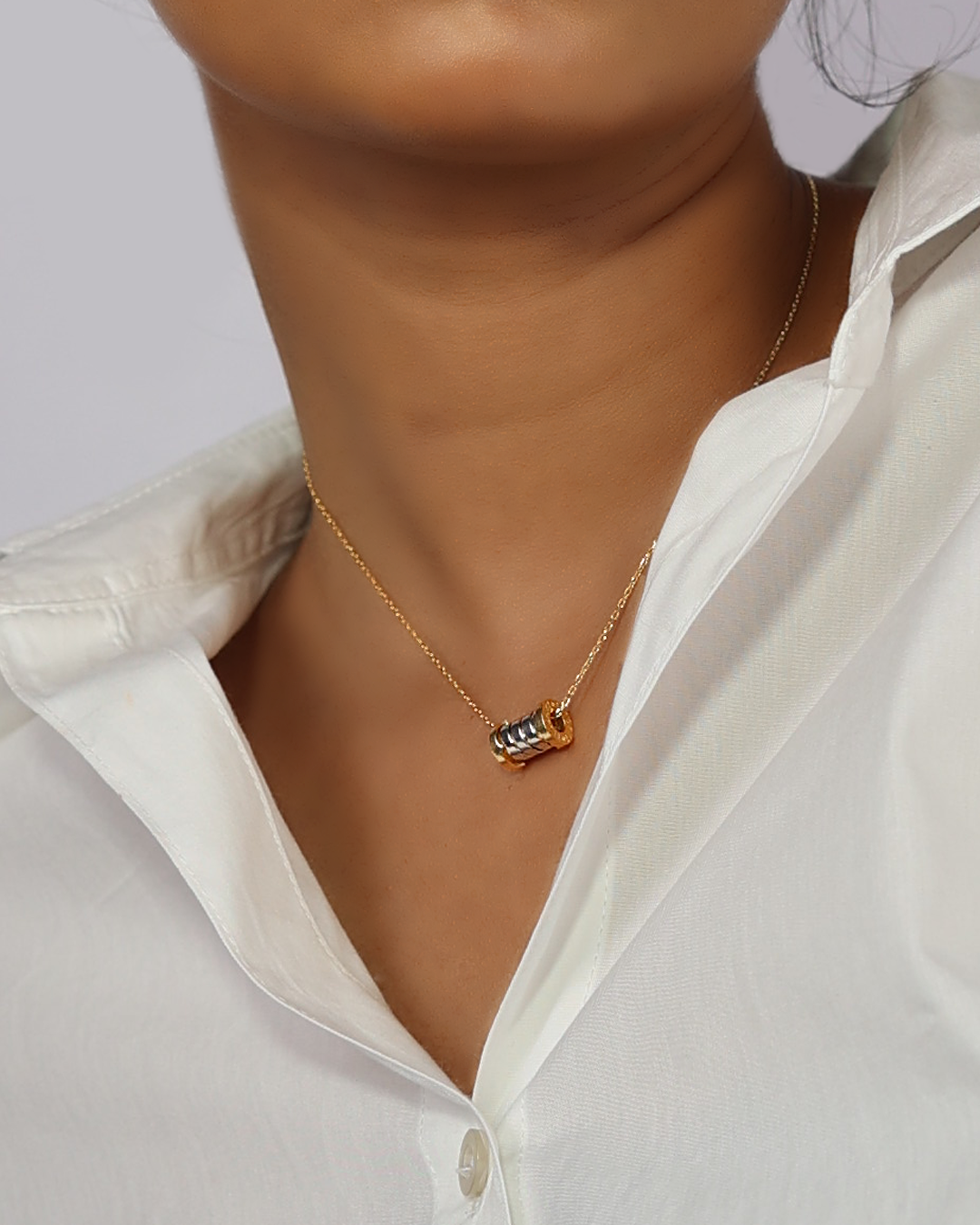 Two-Tone Gold Barrel Slider Pendant - view 1