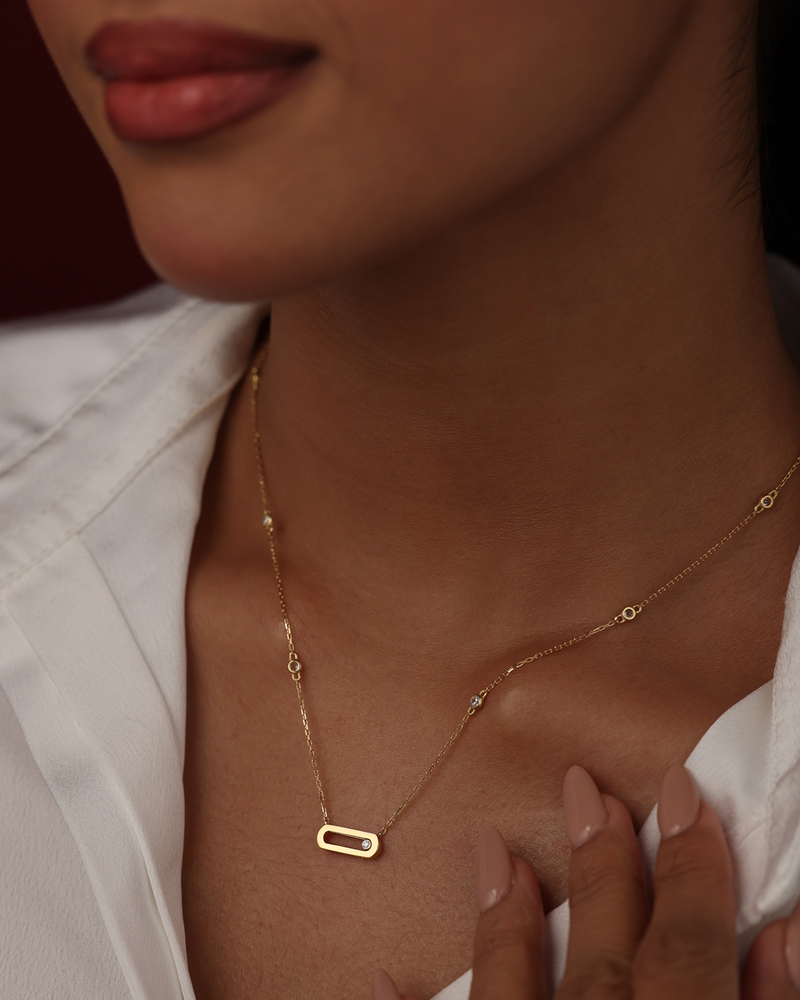 Diamond Slider Station Pendant Necklace