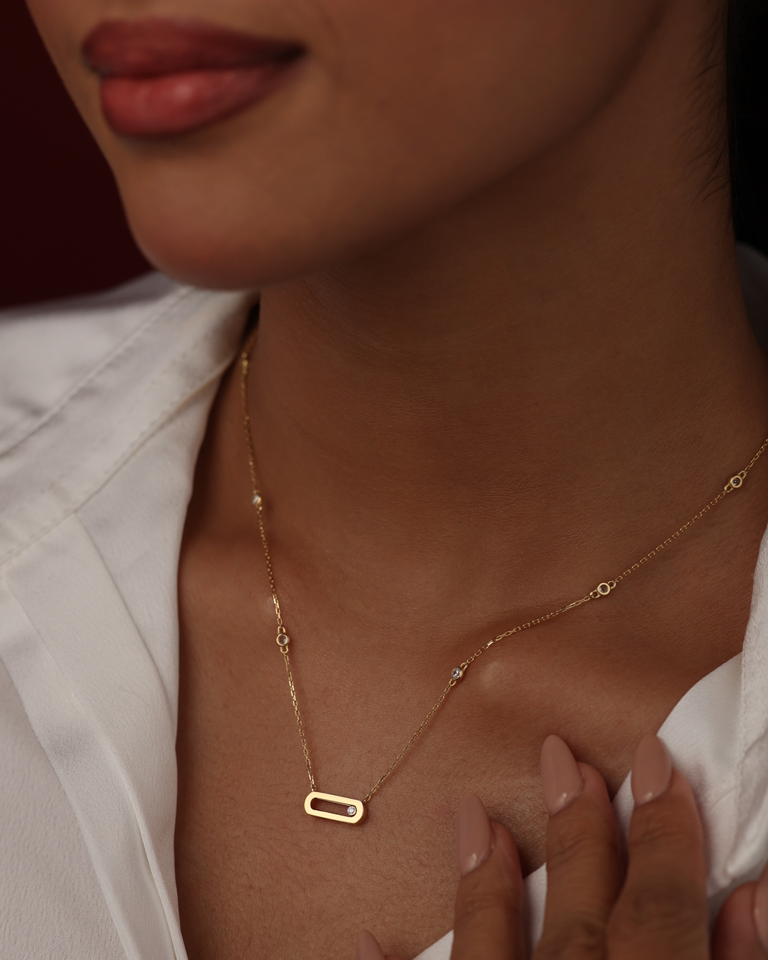 Diamond Slider Station Pendant Necklace - view 1
