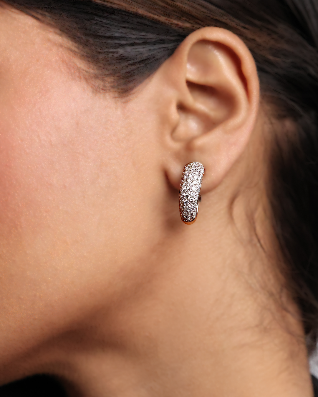 Pavé Diamond Domed Hoops - view 1