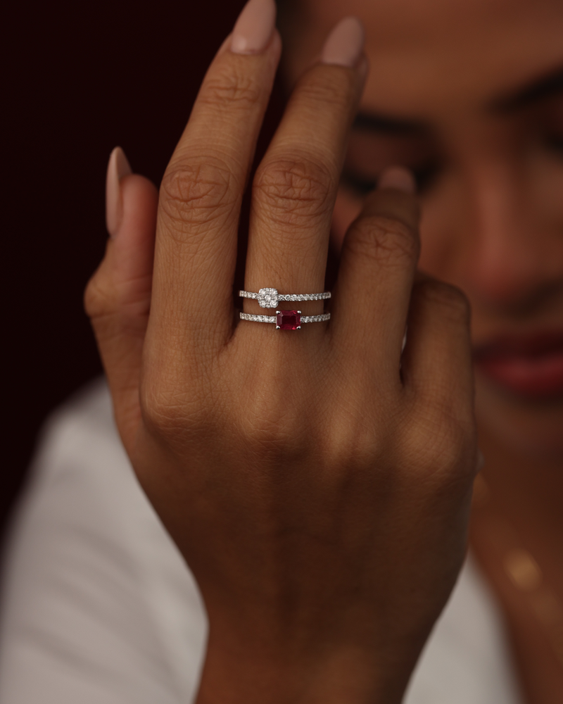 Ruby & Diamond Stacking Ring Set