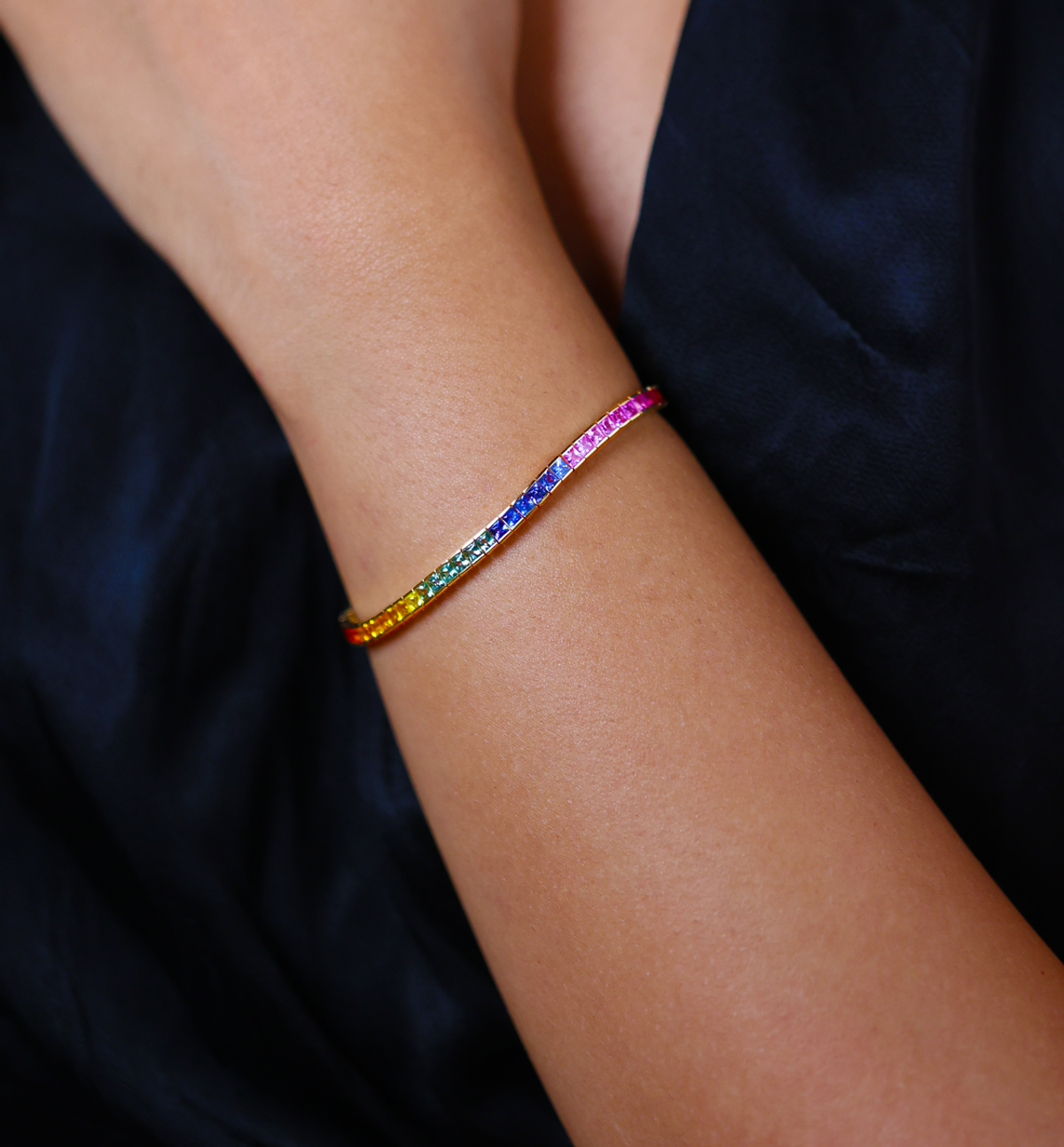 Rainbow Sapphire Tennis Bracelet - view 1